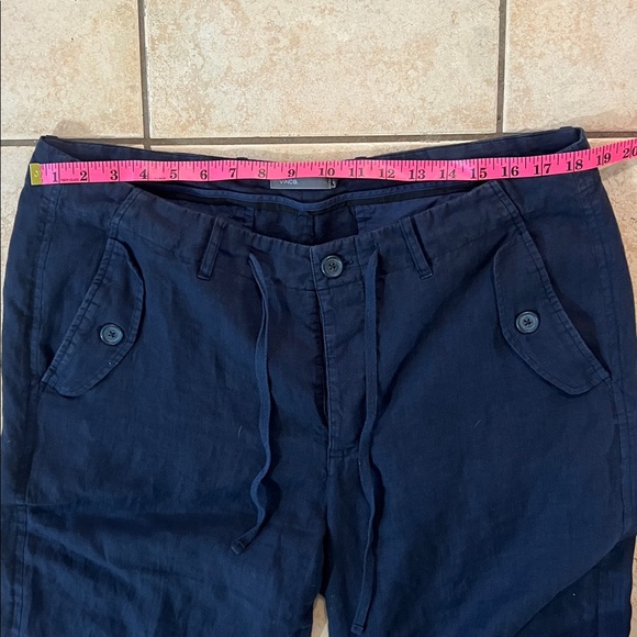 VINCE Navy Mid-Rise Linen Utility Cargo Style Coastal Pants, Sz XL - Picture 8 of 11